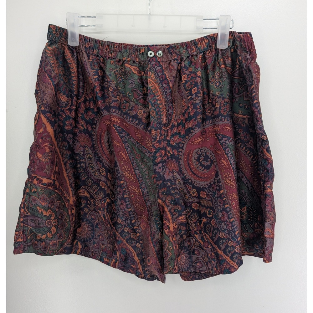 Victoria's Secret Gold Label Mens Silk Paisley Boxer Shorts Burgundy Large 36-38